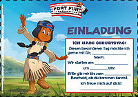 Einladungskarte für den Kindergeburtstag mit dem Motiv Regenbogen.