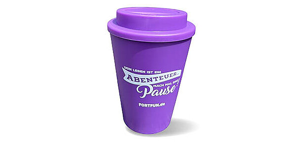 Der pinke Coffee-Flatrate-Becher sieht toll aus.