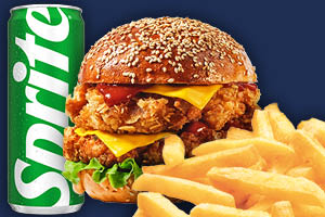 Im Spicy Double Burger Menü erhaltet ihr am Chicken Burger einen Burger plus Pommes und Getränk.